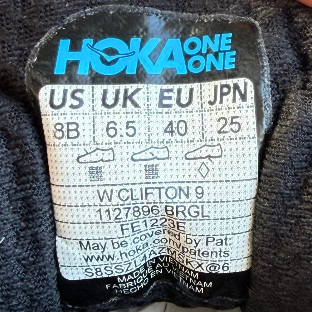 Hoka Clifton 9 Women 8 Black Rose Gold Road Running Shoes Cushion Comfort Gym
